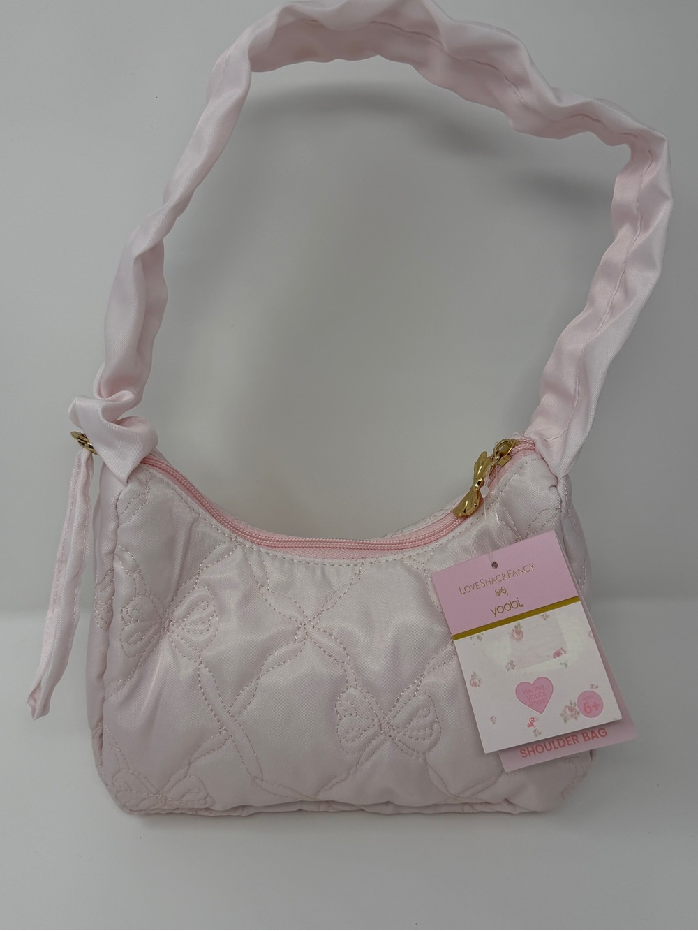 LoveShackFancy x Yoobi Shoulder Bag Ballet Bloom Quilted Bow New